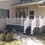 Trex Deck, White Vinyl railing. Work done by Bob Hall. Contact us for information.